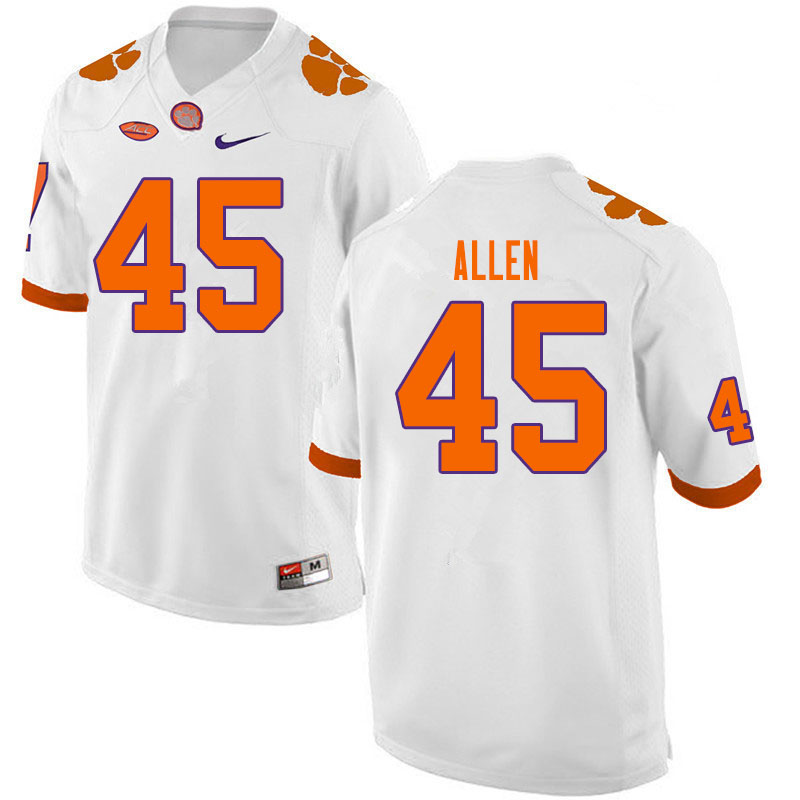 Men #45 Sergio Allen Clemson Tigers College Football Jerseys Sale-White - Click Image to Close